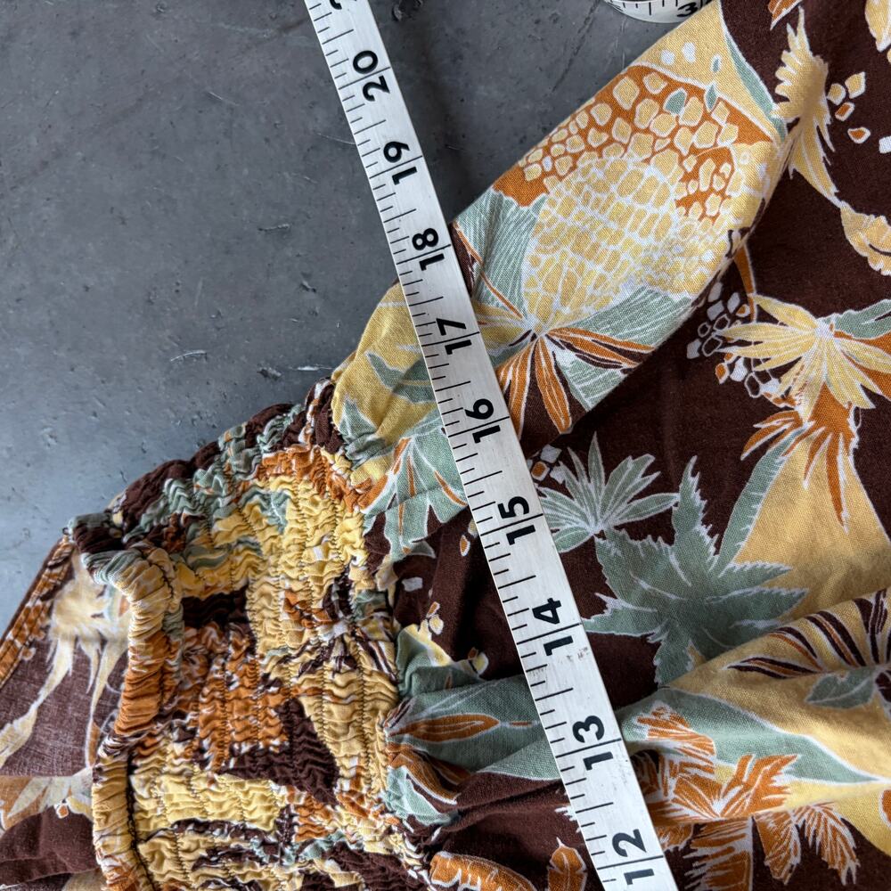 Vintage Y2k Yellow Brown Palm Floral Tropical Summer Cami Tank Top Dress Medium - Picture 5 of 5